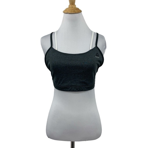 Reebok Sports Bra Womens L Large Gray Heather Speedwick Double Strap Crossback - Picture 1 of 12